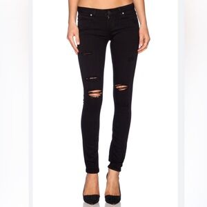 Paige Verdugo Ultra Skinny Leg Jeans in Black Shadow Destructed Size 25